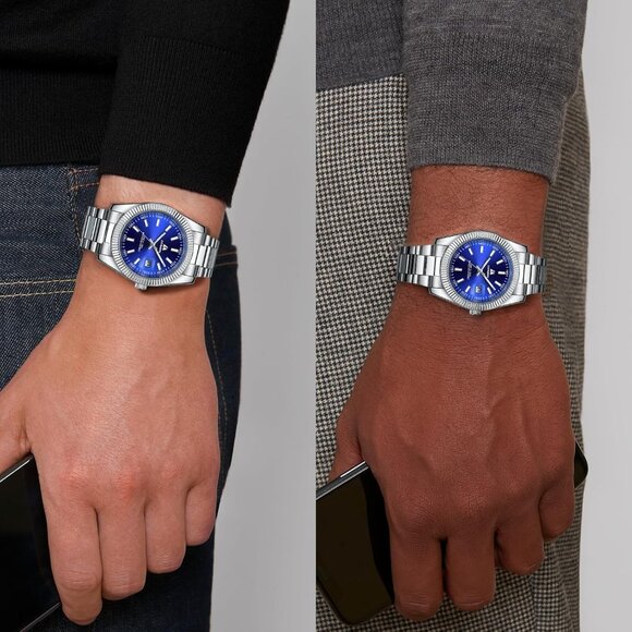 ⚡silver Blue Men Waterproof Analog Quartz Watch Men's Wrist with Date Luminous - Picture 6 of 14